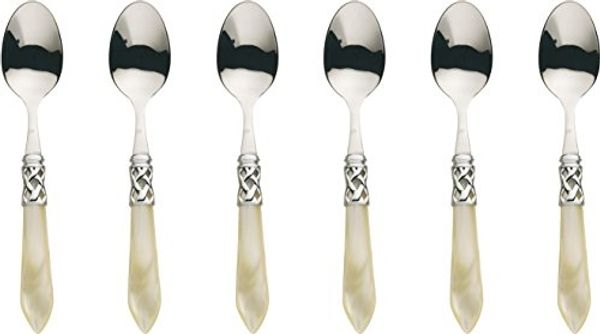 Bugatti ALCAM-N4207 Aladdin Kaffeelöffel-Set, 6-teilig, Edelstahl-ABS, elfenbeinfarben, 21 x 18 x 3 cm