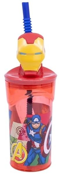 Stor Avengers Iron Man Becher – 3D Kindertrinkbecher mit Strohhalm & Figurdeckel