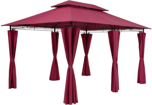 Deuba Pavillon Gartenzelt Gartenpavillon Topas 3x4 m Seitenteile Metall Wasserabweisend rot Gartenpavillon