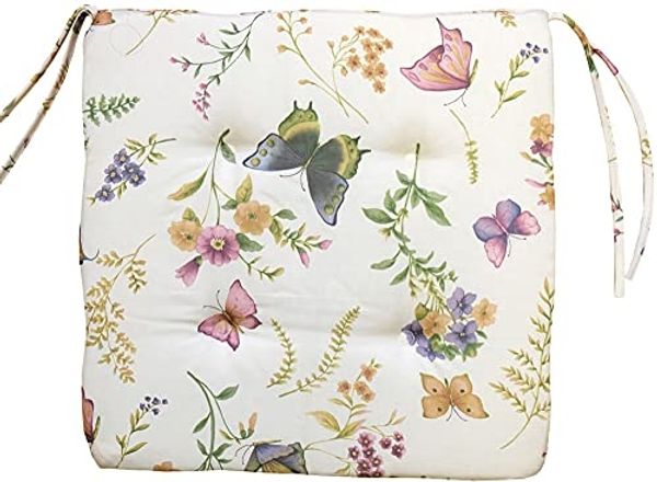 matches21 HOME & HOBBY Kissenbezüge Stuhlkissen Sitzkissen Schmetterlinge Landhaus-Stil bunt 42x42 cm, (1 Stück), Stuhl-Kissen eckig für Esszimmer-Stuhl