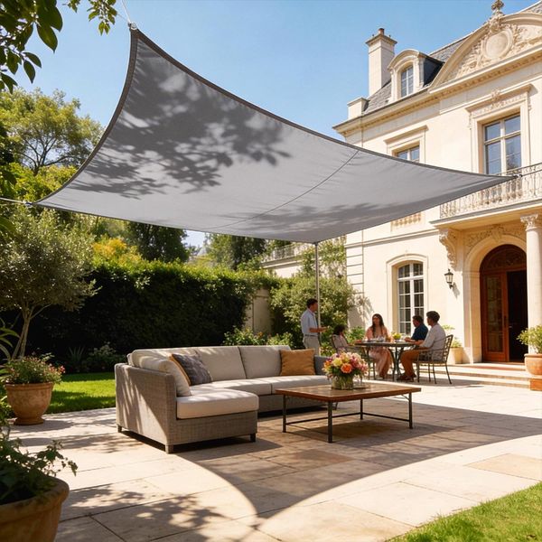 HAIKUS Sonnensegel Wasserdicht Rechteckig 4x4 m Sonnenschutz Wasserabweisend Premium PES Polyester mit UV Schutz für Balkon Garten Terrasse Quadratisch Hellgrau