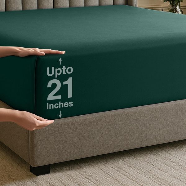 Utopia Bedding Queensize-Spannbetttuch, tiefe Taschen, extra tiefes Spannbetttuch, passend für Matratzen bis zu 53,3 cm, schrumpft und lichtbeständig, pflegeleicht, nur 1 Spannbetttuch, tiefe Tasche
