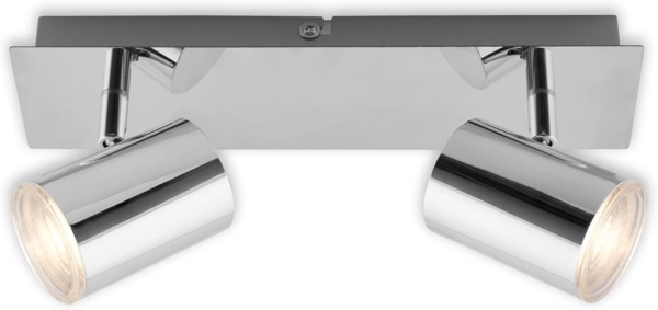 BRILONER Leuchten - Deckenspot, Badleuchte, Badlampe, Deckenleuchte, Strahler dreh- und schwenkbar, 2x LED/GU10, IP44, Chrom, 290 x 99 x 112 mm (LxBxH), 2731-028, Silber