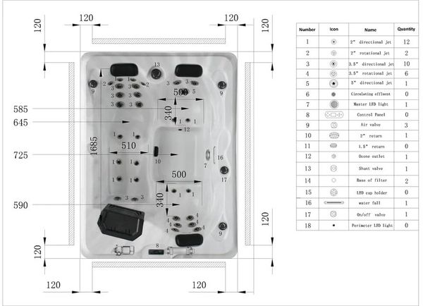 Sanotechnik Outdoorwhirlpool 'FIJI WHITE MARBLE' inkl. Abdeckung und Treppe, 210x160x80 cm Bild 6
