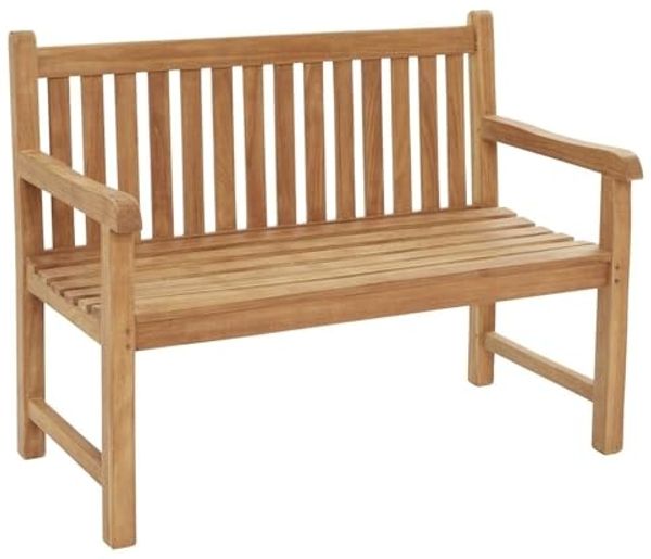 Outdoor Gartenbank KAMPEN, 2-Sitzer, Braun, Teakholz massiv, (1-St), B 120 x H 92 x T 55 cm