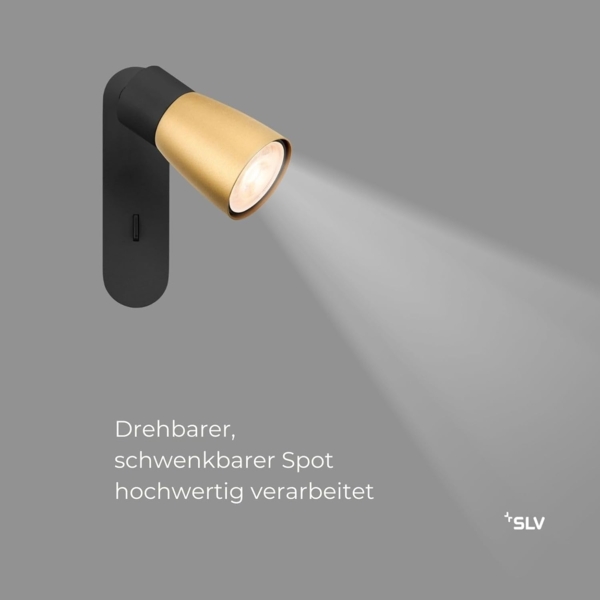 SLV PURI 2.0 Dome, Wand- und Deckenaufbauleuchte, Schalter, rechteckig, 1x max. 6W GU10, schwarz - Wand- und Deckenleuchten Bild 2