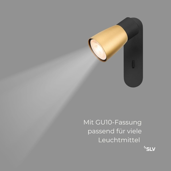 SLV PURI 2.0 Dome, Wand- und Deckenaufbauleuchte, Schalter, rechteckig, 1x max. 6W GU10, schwarz - Wand- und Deckenleuchten Bild 3