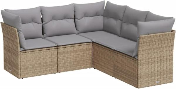 vidaXL 5-tlg. Garten-Sofagarnitur mit Kissen Beige Poly Rattan 3217619