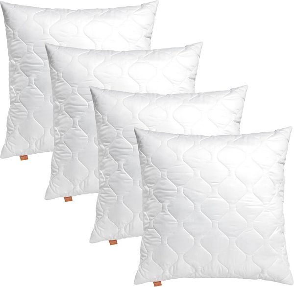 sleepling Kopfkissen 80x80 cm 4er Set, Allergiker Kissen, waschbar, Made in EU, Ökotex, großes Schlafkissen 80x80, Bettkissen, Pillow, 4 Stück, Komfort 100