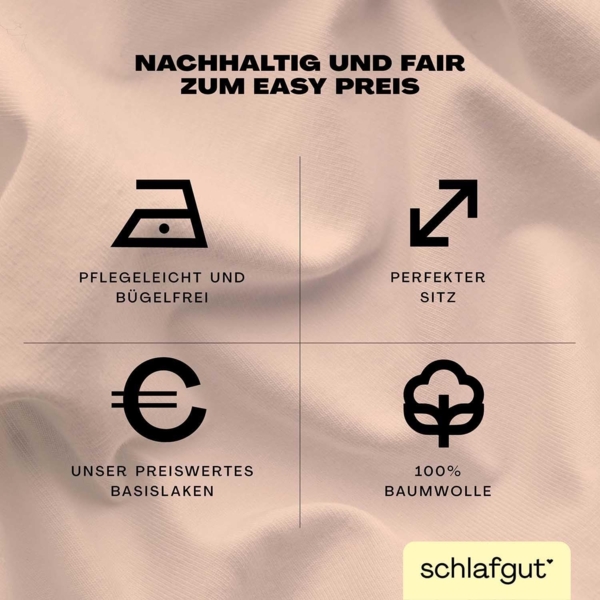 Schlafgut Spannbettlaken EASY aus 100% Baumwolle, weich & saugfähig, Marken-Bettlaken, Jersey, Gummizug: rundum, (1 Stück), für Matratzen bis 22 cm Höhe, in 90x200, 140x200 oder 180x200 cm Bild 2