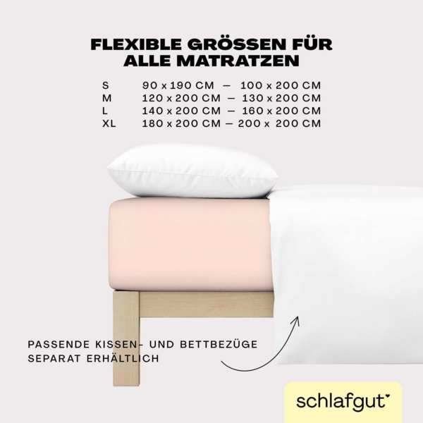 Schlafgut Spannbettlaken EASY aus 100% Baumwolle, weich & saugfähig, Marken-Bettlaken, Jersey, Gummizug: rundum, (1 Stück), für Matratzen bis 22 cm Höhe, in 90x200, 140x200 oder 180x200 cm Bild 4