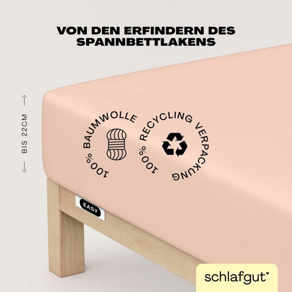 Schlafgut Spannbettlaken EASY aus 100% Baumwolle, weich & saugfähig, Marken-Bettlaken, Jersey, Gummizug: rundum, (1 Stück), für Matratzen bis 22 cm Höhe, in 90x200, 140x200 oder 180x200 cm Bild 3
