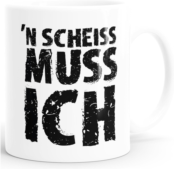 MoonWorks Tasse Kaffee-Tasse Einen Scheiß muß ich Spruch-Tasse Teetasse mit Spruch MoonWorks® einfarbig, Keramik