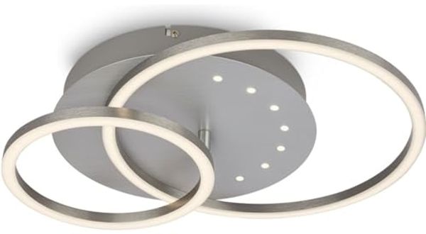 BRILONER - LED Deckenlampe mit kleinen LED-Dots, warmweißes Licht, Schwenkbare Deckenleuchte, LED Lampe Alufarbig, 24W Wohnzimmerlampe mit Speicherfunktion, 400 x 300 x 75 mm (LxBxH), Silber