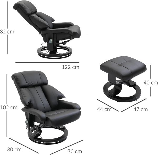 HOMCOM Massagesessel Relaxsessel mit Hocker, Relaxliege, Relaxsessel mit Liegefunktion (Liegesessel, 2-St, Fernsehsessel), bis 120 kg belastbar Bild 3