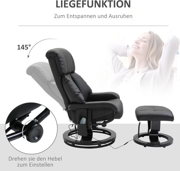 HOMCOM Massagesessel Relaxsessel mit Hocker, Relaxliege, Relaxsessel mit Liegefunktion (Liegesessel, 2-St, Fernsehsessel), bis 120 kg belastbar Bild 5