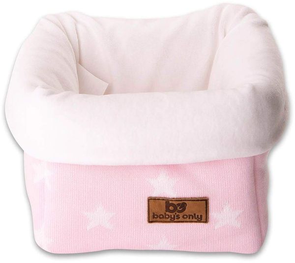 Baby's Only 913994 Aufbewahrungskorb Sterne gestrickt, 17x20 cm, rosa/weiß