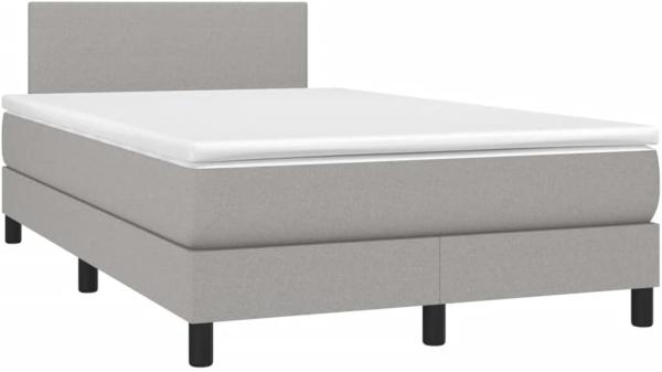 vidaXL Boxspringbett mit Matratze, Stoff, Hellgrau, 120 x 200 cm, H2