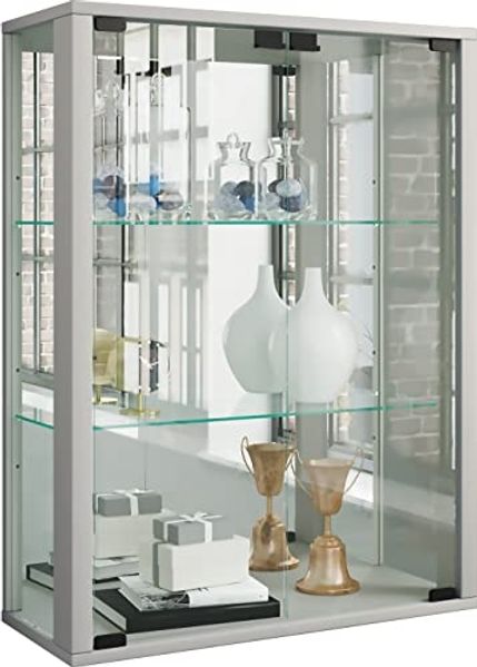 VCM Wandvitrine Udina 917707 Silber H. 80 x B. 60 x T. 25 cm