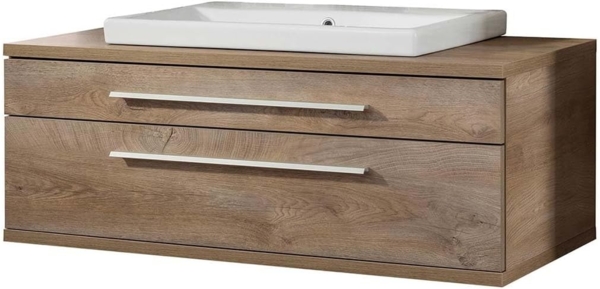 Fackelmann STANFORD Badmöbel Set 2-teilig,110 cm breit, Braun, Keramikbecken 70 cm