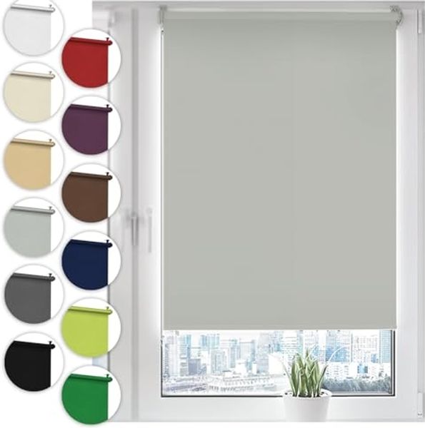 Verdunkelungsrollo Klemmfix ohne Bohren 85x150 cm Hellgrau Verdunklungsrollo Fensterrollo Rollo Seitenzugrollo Klemmrollo für Fenster & Tür