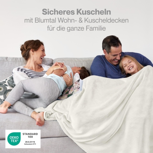 Blumtal Kuscheldecke aus Fleece - hochwertige Decke, Oeko-TEX® Zertifiziert in 220x240 cm, Kuscheldecke flauschig als Sofadecke, Tagesdecke oder Winterdecke, Off-White - weiß Bild 2