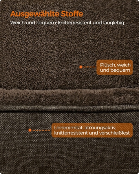 Feandrea Hundebett, Hundekissen in Leinenoptik, Hundekorb, erhöhte Ränder, rutschfeste Unterseite, Bezug abnehmbar waschbar, XL, für große Hunde, 110 x 75 x 27 cm, braun PGW12CC Bild 4