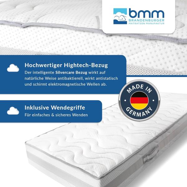 BMM Komfort Super XXL Kaltschaummatratze in H4 extra fest (bis 150kg), Öko-Tex Zertifiziert, produziert in Deutschland, 90x200 cm Bild 6