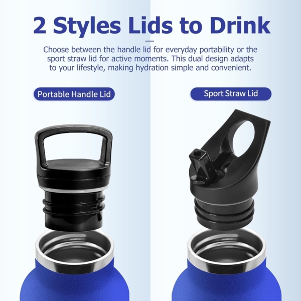 Thermosflasche 1L, Auslaufsicher Isolierflasche Kohlensäure Geeignet, Wasserflasche mit Strohhalm, BPA-Frei, Doppelwandige Vakuumisolierte, Sportflasche für Sprudel, Fahrrad, Reisen, Yoga, Laufen Bild 3