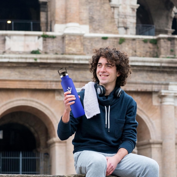 Thermosflasche 1L, Auslaufsicher Isolierflasche Kohlensäure Geeignet, Wasserflasche mit Strohhalm, BPA-Frei, Doppelwandige Vakuumisolierte, Sportflasche für Sprudel, Fahrrad, Reisen, Yoga, Laufen Bild 7