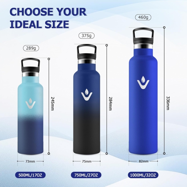 Thermosflasche 1L, Auslaufsicher Isolierflasche Kohlensäure Geeignet, Wasserflasche mit Strohhalm, BPA-Frei, Doppelwandige Vakuumisolierte, Sportflasche für Sprudel, Fahrrad, Reisen, Yoga, Laufen Bild 5