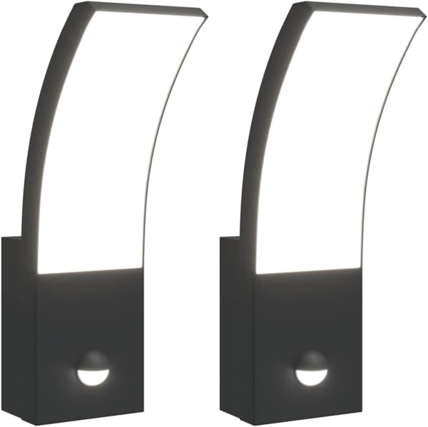 vidaXL LED-Außenwandleuchten mit Sensor 2 Stk. Schwarz Aludruckguss 4006263