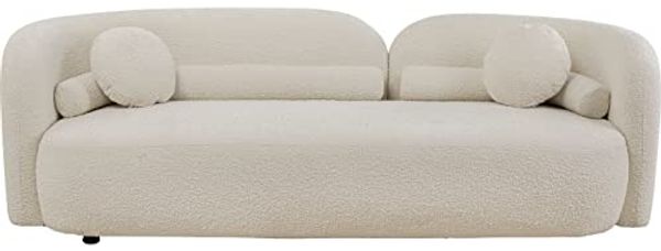 Kare Design Sofa Kelly Boucle 3-Sitzer, Weiß, Pflegeleicht, Weich, Kuschelsofa, Couch, Loveseat, Wohnzimmer, Teddy-Optik, Massivholz, Teilzerlegt, 67 x 225 x 83 cm (H/B/T)