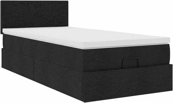 Ottoman-Bett mit Matratze Schwarz 100x200 cm Stoff 3311354