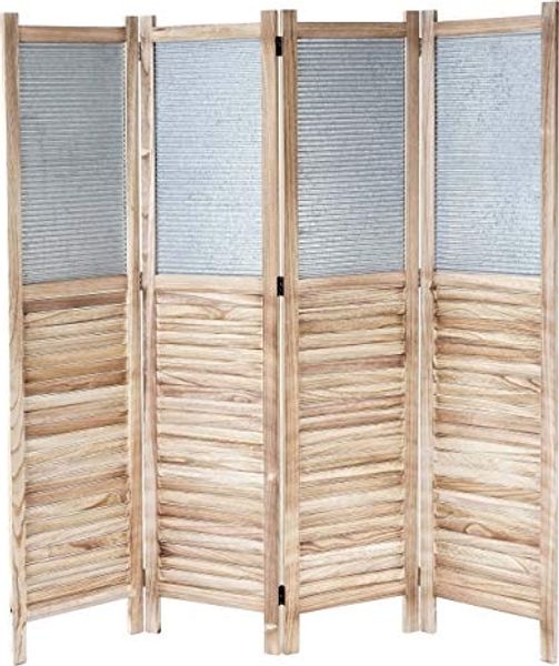 Paravent HWC-D27, Raumteiler Trennwand spanische Wand Sichtschutz, Holz Metall 170x160x2cm