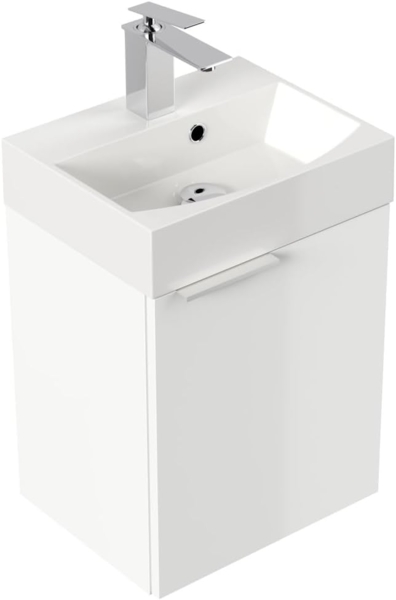 Gäste WC Badmöbel Kubus Slimline 40cm SoftClose weiß hochglanz : Weiss hochglanz