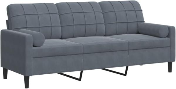 3-Sitzer-Sofa mit Zierkissen Dunkelgrau 180 cm Samt 3278230