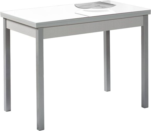 ASTIMESA Küchentisch, Metall, Weiß, 90x50 cm - ausgezogen 140x50 cm