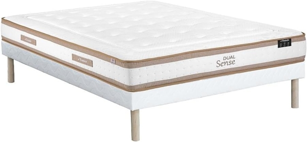 Vente-unique - Bett - 160 x 200 cm - Polsterbettgestell - Hybridmatratze 7-Zonen Taschenfederkern & Memoryschaum - Höhe 28 cm - MEYANI von YSMÉE Bild 6