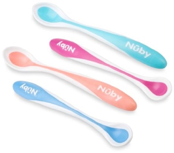 Nuby - Hot Safe Wärmesensor-Löffel für Babys - 4er Pack - 3+ Monate - Farbe nicht auswählbar