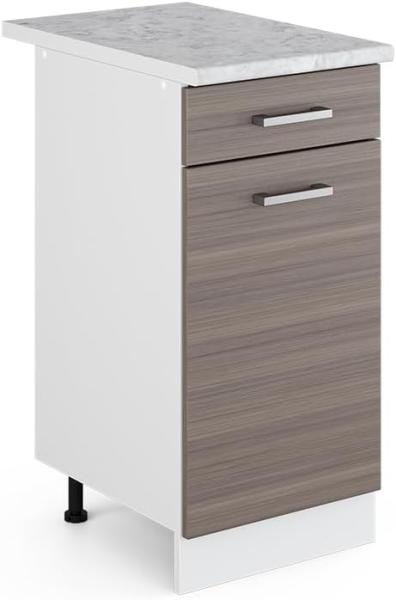 Vicco Küchenschrank R-Line Hängeschrank Unterschrank Küchenzeile Küchenunterschrank Arbeitsplatte, Möbel verfügbar in anthrazit und weiß (edelgrau mit Arbeitsplatte, Schubunterschrank 40 cm)