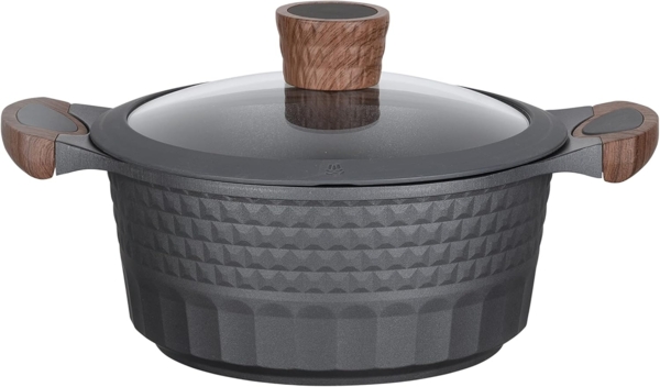 RESTO Kitchenware Kochtopf Capella, Schmortopf antihaftbeschichtet und spülmaschinenfest, Aluminiumguss (2-tlg), mit Glasdeckel und stoßdämpfendem Silikonrand, im Geschenkkarton