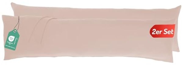 Livessa Seitenschläferkissen Bezug 40x145 (2er Set) - Verdeckter Reißverschluss an der Langen Seite,%100 Baumwolle Jersey Stoff, Oeko-Tex Zertifiziert, Ultra weich und atmungsaktiv
