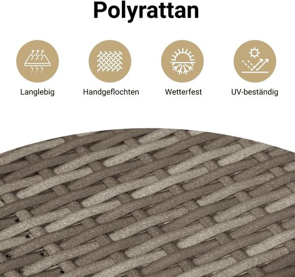 vidaXL 14-tlg. Garten-Sofagarnitur mit Kissen Grau Poly Rattan 3257138 Bild 4