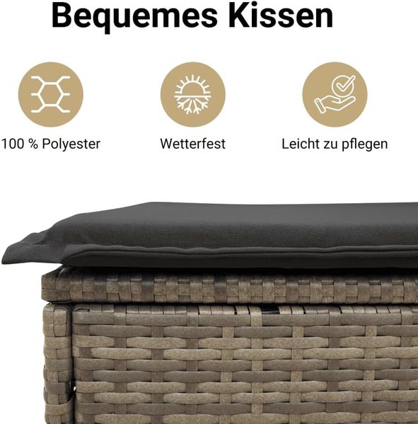 vidaXL 14-tlg. Garten-Sofagarnitur mit Kissen Grau Poly Rattan 3257138 Bild 5