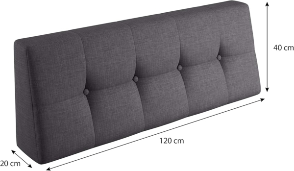 sunnypillow Palettenkissen Rückenlehne gesteppt UV - beständig Outdoor/Indoor Palettenauflage Palettenpolster Palettensofa Sitzkissen Seitenkissen 120 x 40 x 20/10cm Grey Bild 3