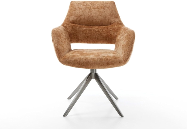 Drehstuhl Yago-Flex mit Armlehnen Chenille Rost Kreuzgestell breit Graphit 360° drehbar Wippfunktion Taschenfederkern Bild 3