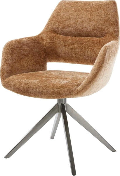 Drehstuhl Yago-Flex mit Armlehnen Chenille Rost Kreuzgestell breit Graphit 360° drehbar Wippfunktion Taschenfederkern Bild 1