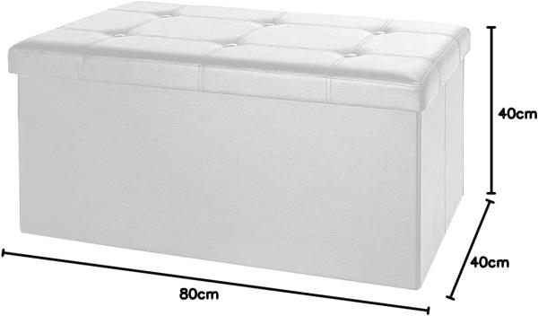 Casaria Sitztruhe mit Stauraum 80 x 40 x 40 cm Faltbar 100 L Gepolstert Deckel Kunstleder Wohnzimmer Schlafzimmer Sitzhocker Sitzbank Aufbewahrungsbox Weiß Bild 2