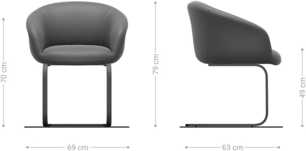 Freischwinger Vinka-Flex mit Armlehnen Strukturstoff Soft Grau Freischwinger flach Weiß Taschenfederkern Bild 2